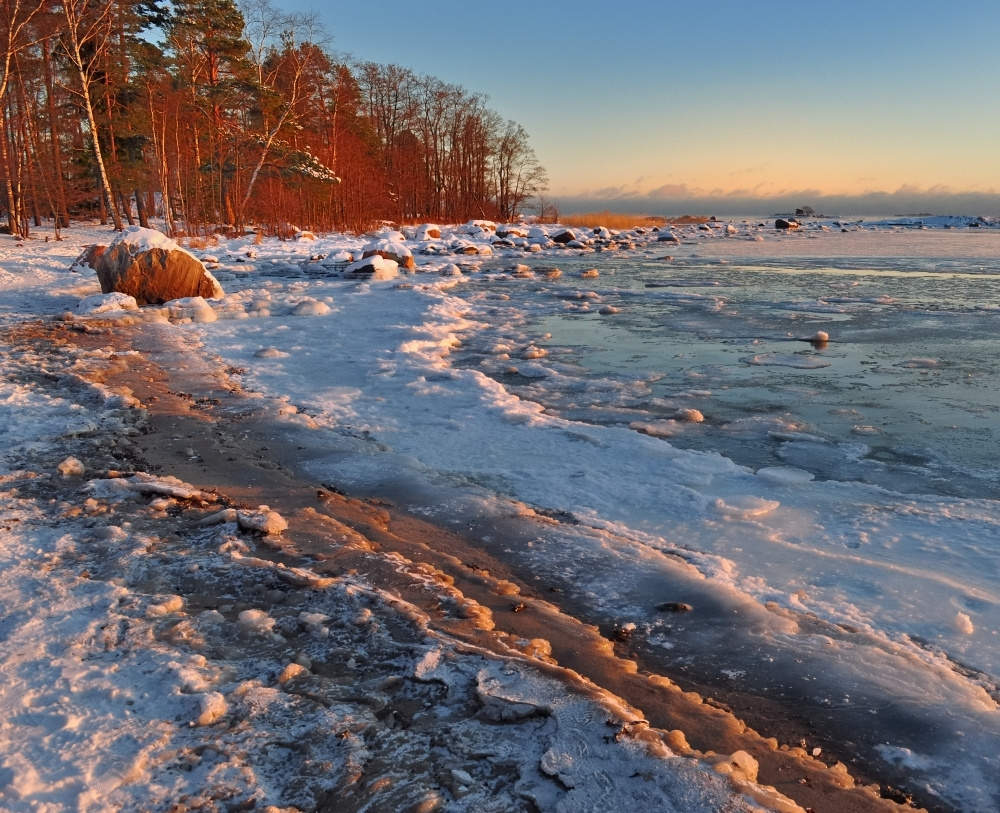 Каменистое побережье -1  зима Финский_залив Хельсинки winter Gulf Helsinki