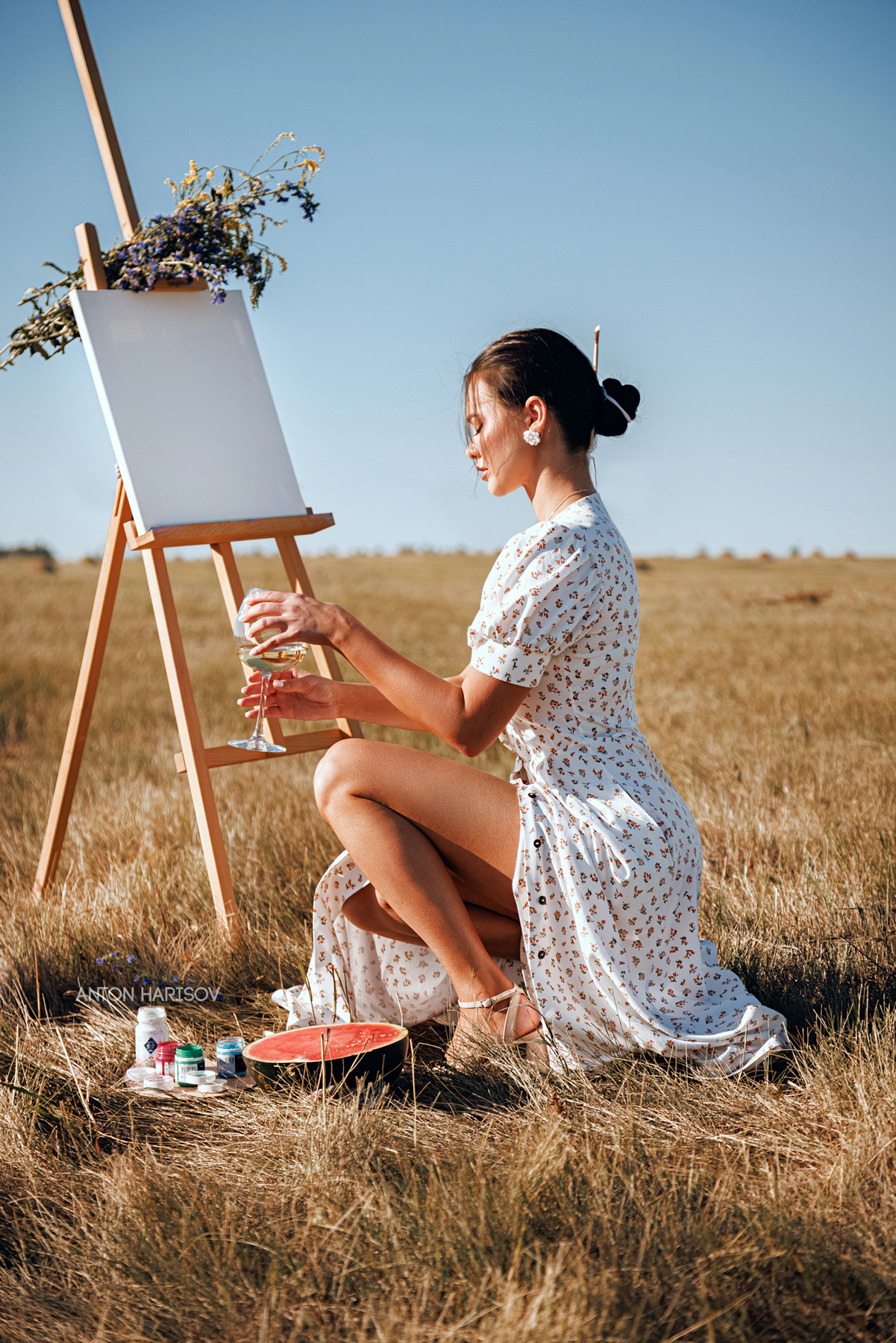 Field Painting portrait girl beauty eyes russian canon fashion woman art sexy femme movie mood cinematic inspiration daylight popular post-processing antonharisov fotoshi photography model sensual