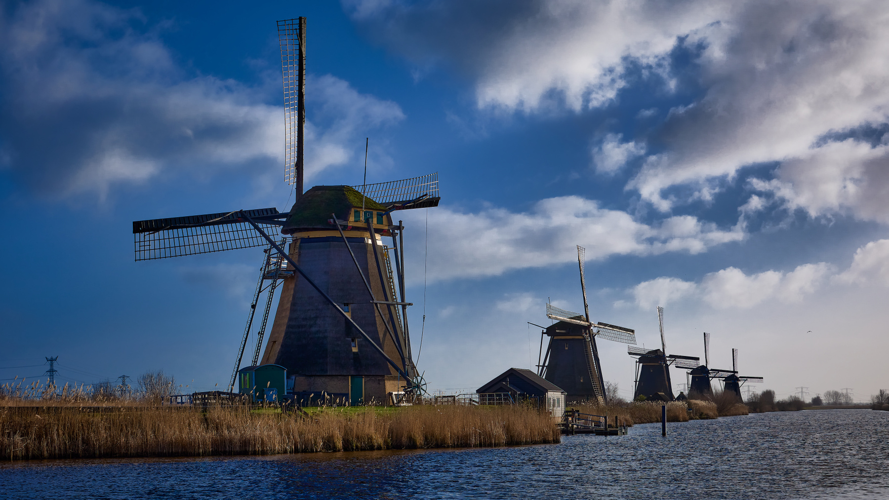 Kinderdijk... Нидерланды Киндердейк Kinderdijk мельницы каналы
