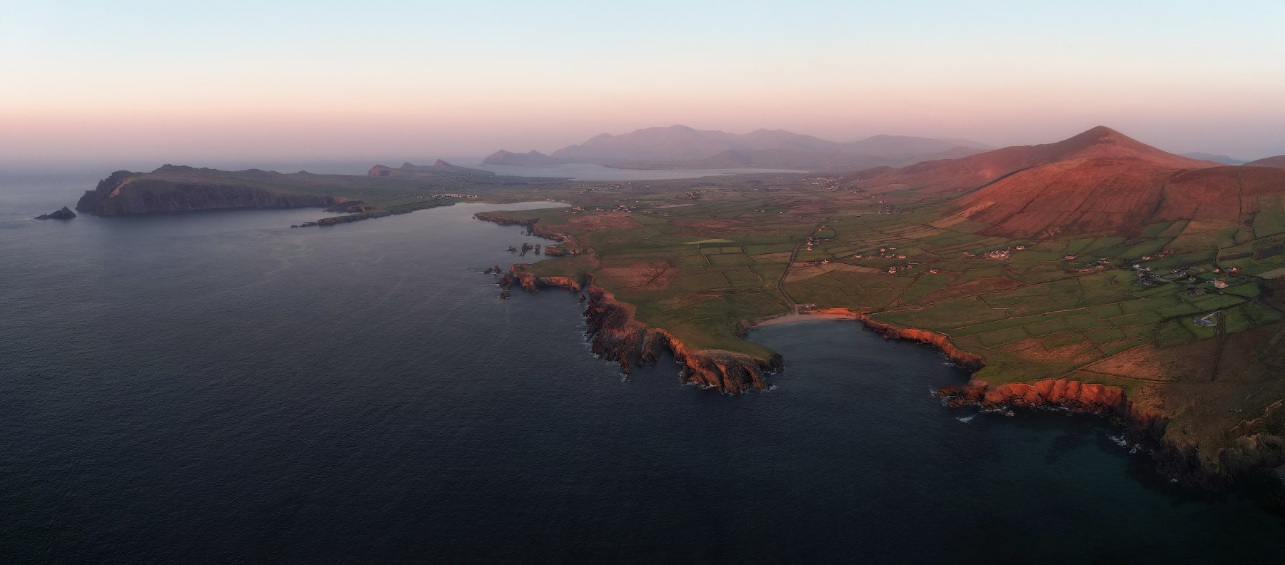 ...above Dingle Peninsula... ireland nature outdoors scenic aerial drone from above panorama kerry way wild atlantic dingle peninsula sunset dusk mountains ocean coastal seascape shoreline cliffs bay beach picturesque breathtaking awesome europe destination travel tourism