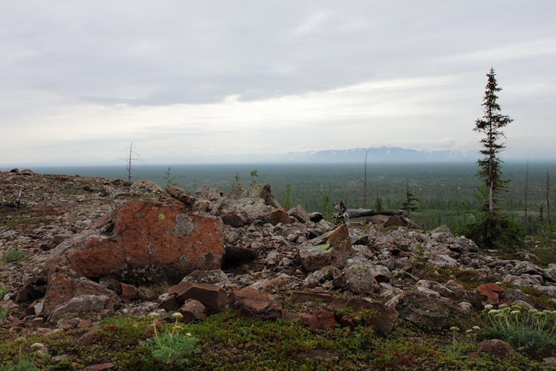 Siberia камни, горы, небо, облака, Норильск, Таймыр, Лето, трава, туман, тундра