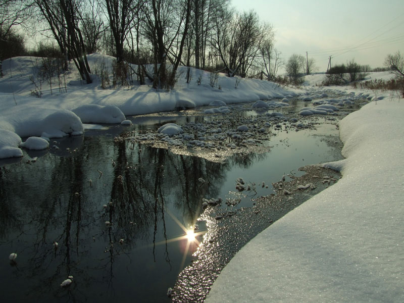 Солнечный зайчик \\\\\\\"претендента\\\\\\\" зима снег вода солнце река отражение