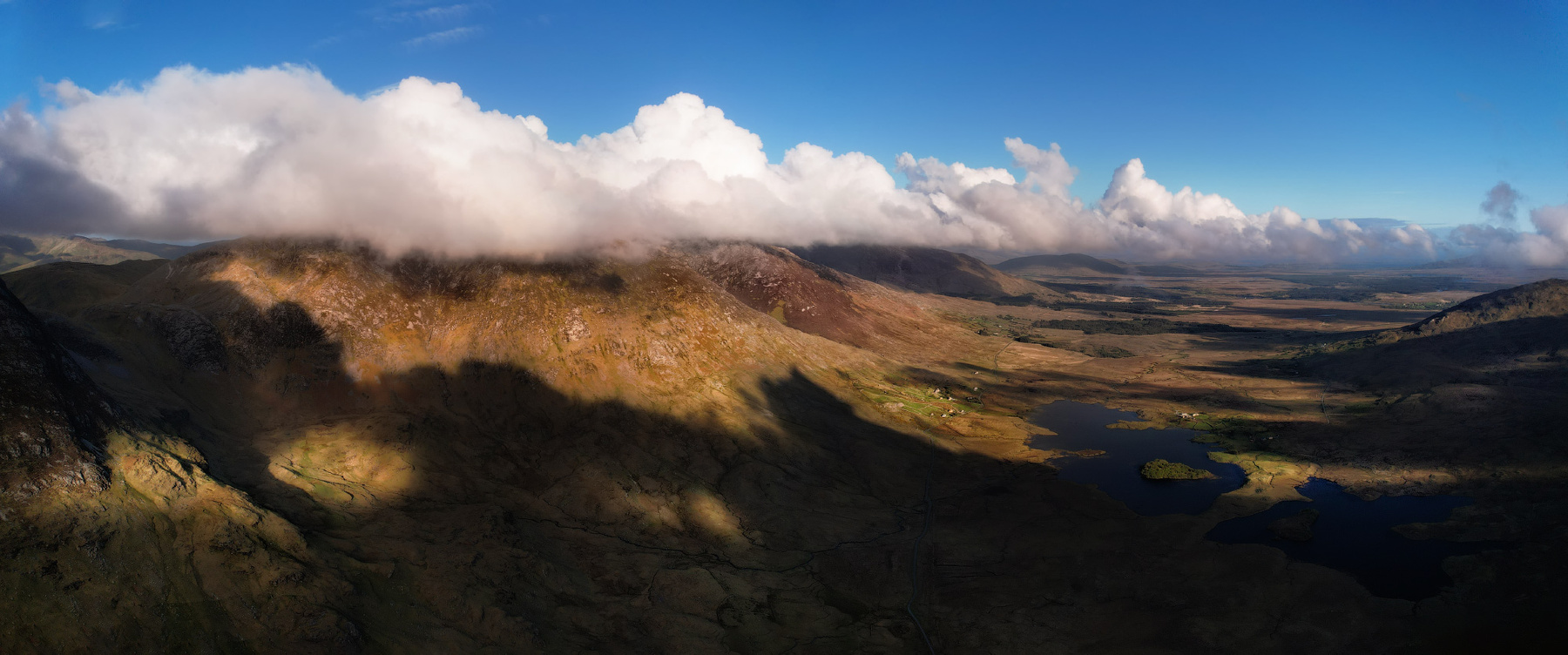 ...above Connemara... ireland nature outdoors scenic panorama from above aerial drone landscape mountain scape connemara galway maumturks inagh picturesque awesome sunset mountains ridge cloudscape euroep spectacular