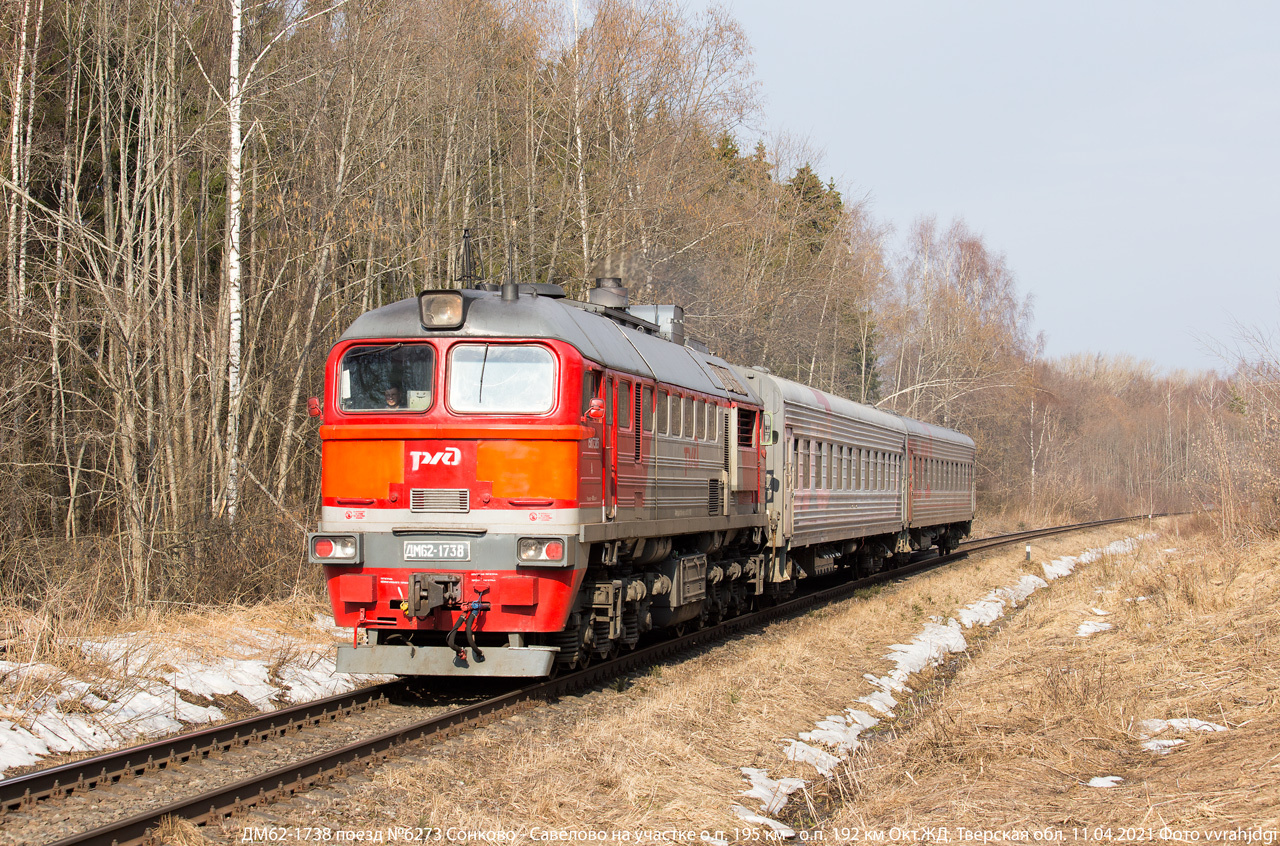 ДМ62-1738 тепловоз ДМ62 пригородный пассажирский поезд