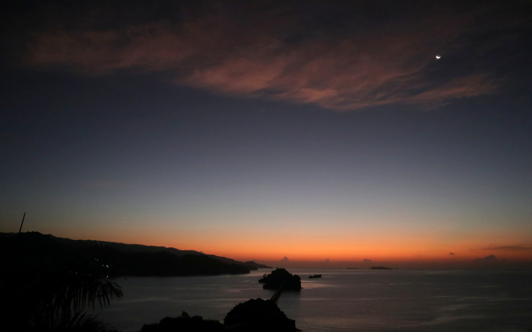 morning twilight dominicana twilight samana bay seascape moon