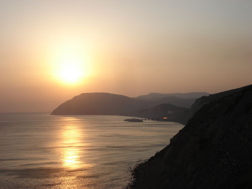 Морской закат море, горы, солнце, закат