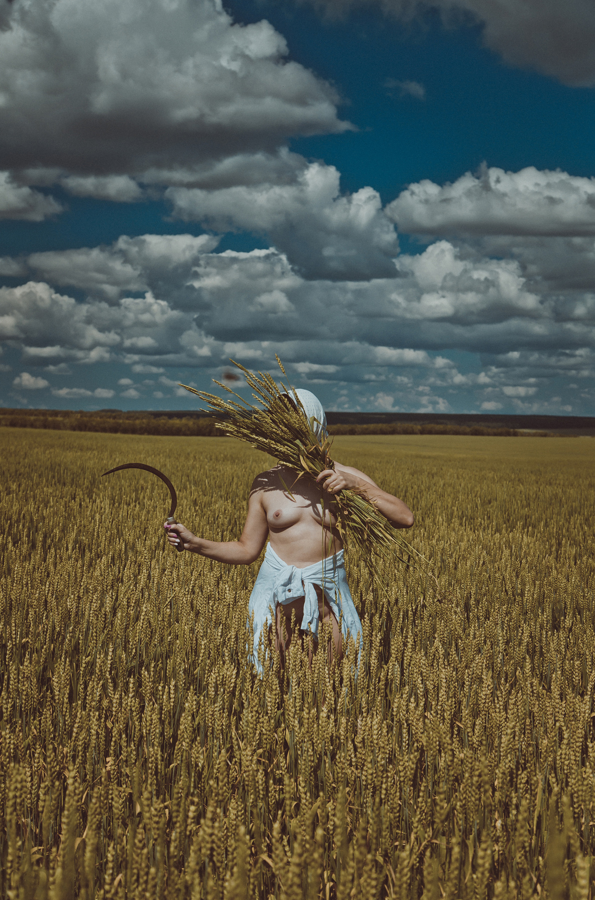 В поле 