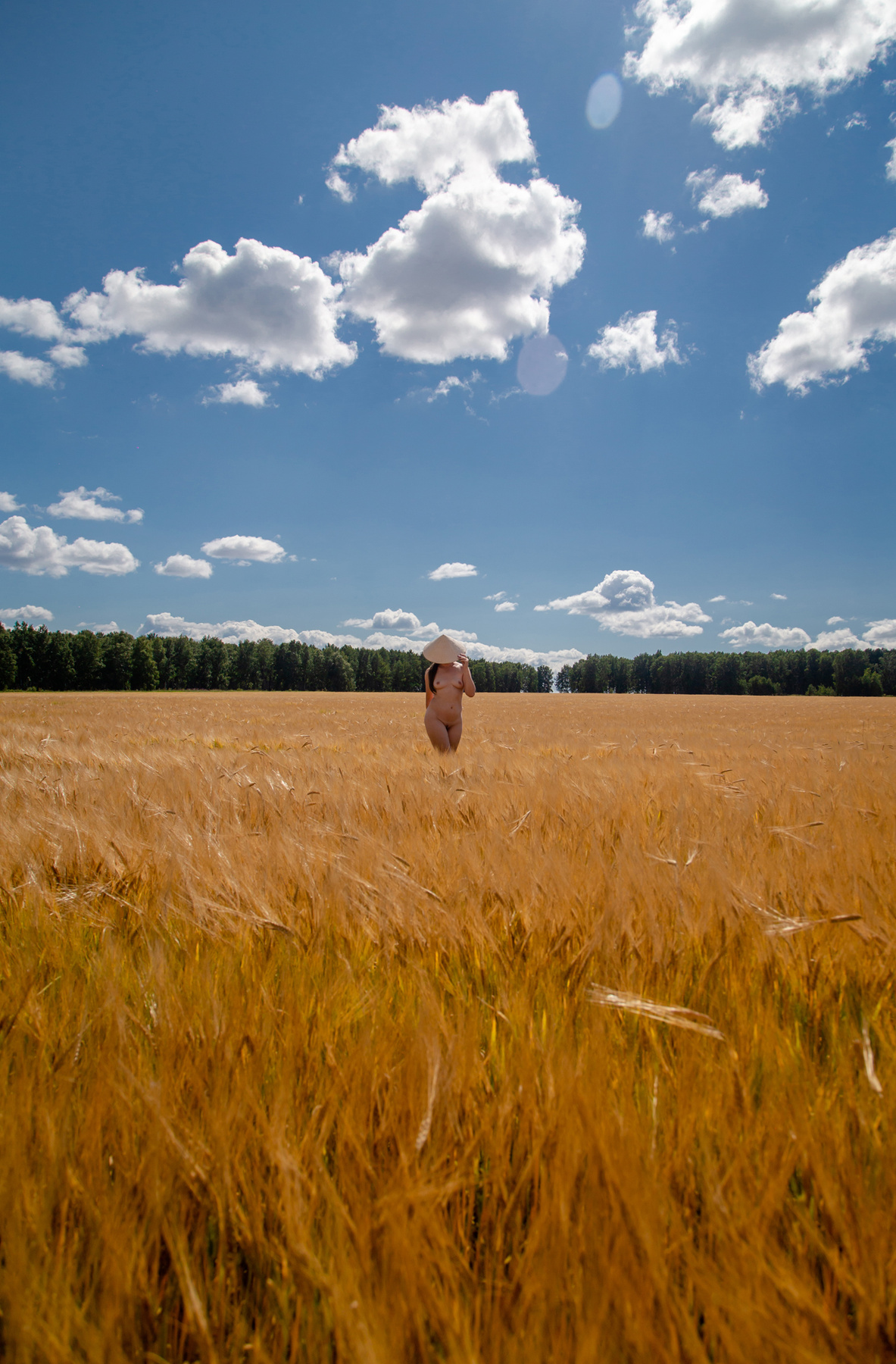 В поле 