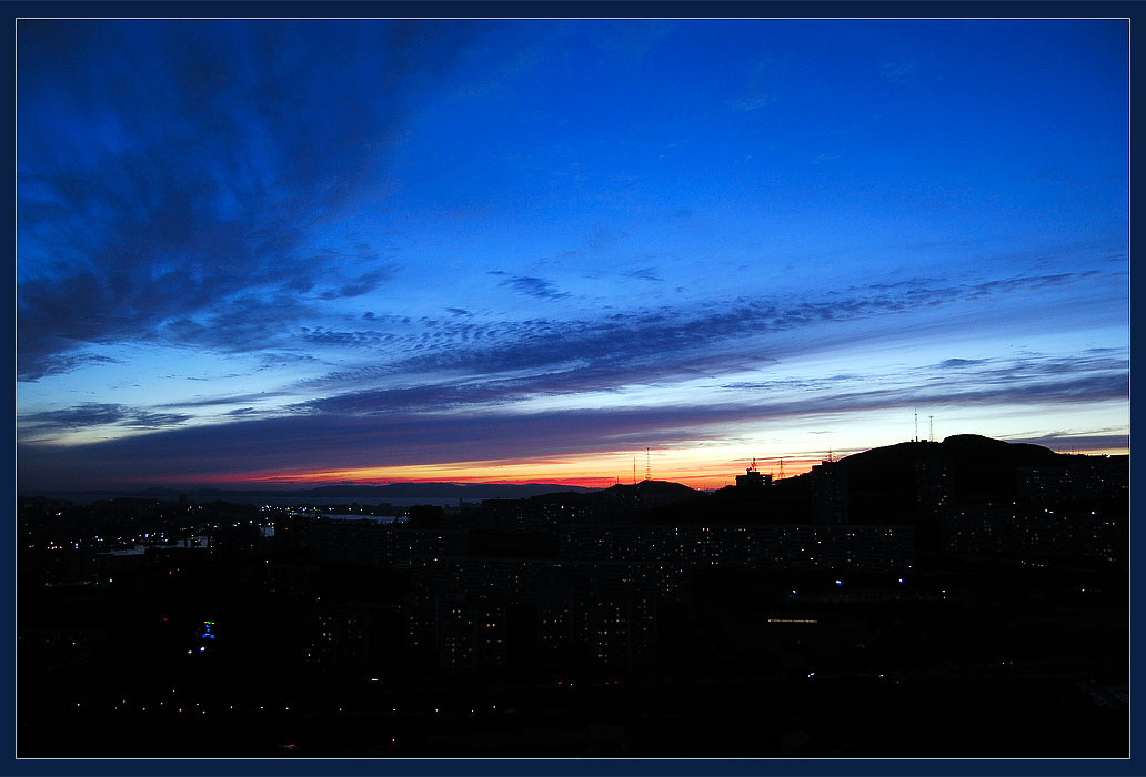 blue sky city sunset vladivostok hills mountain sea город владивосток сопки горы море
