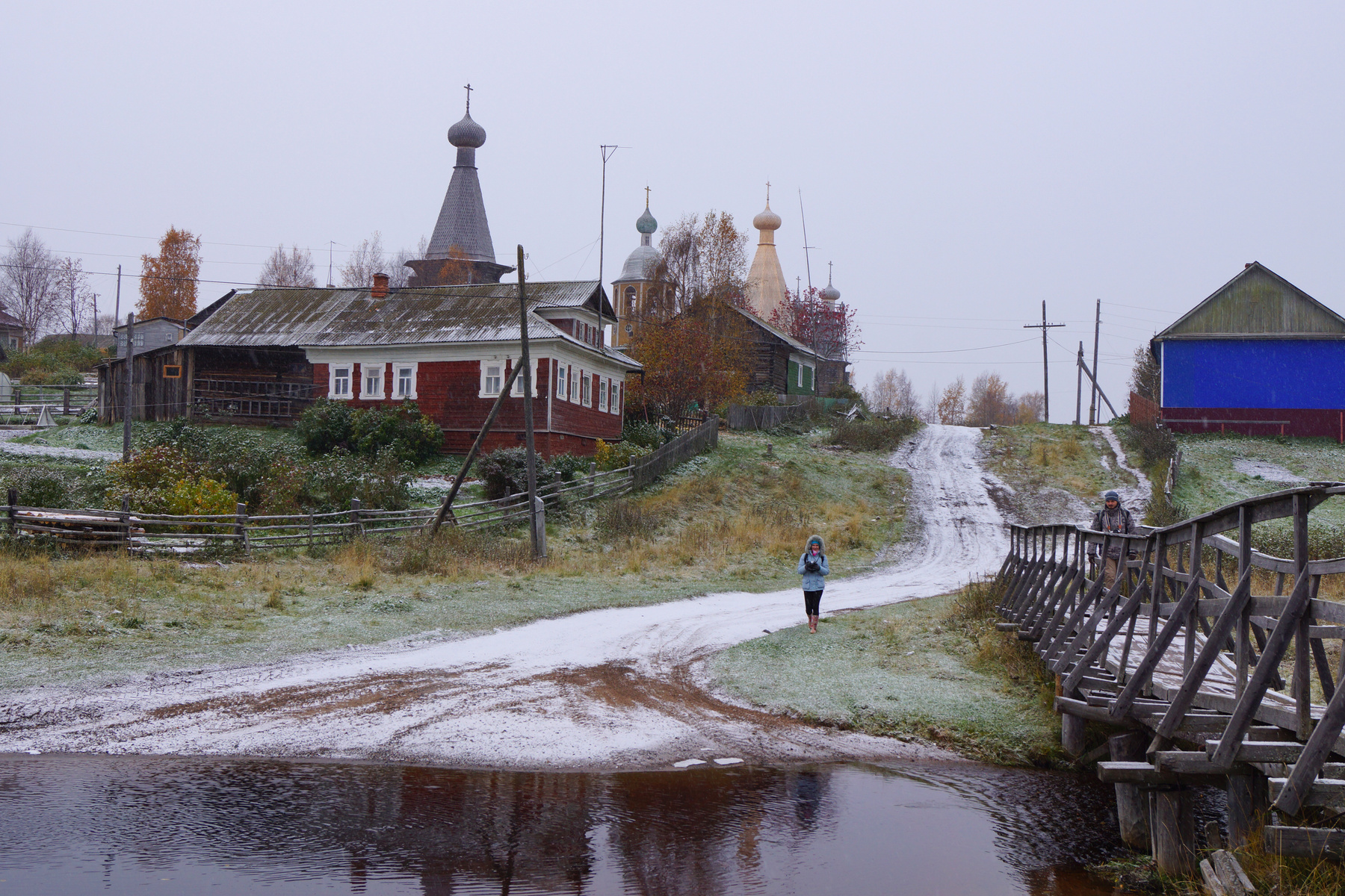 Нёнокса.Мостик через Нёноксу. нёнокса река троицкая церковь в нёноксе колокольня никольская северодвинск архангельская область