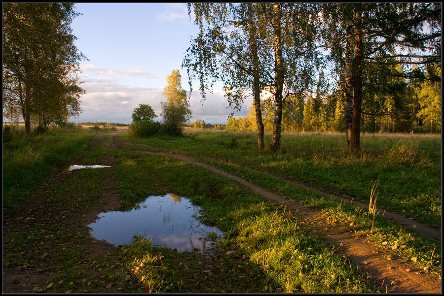 Раннеосенняя зарисовка вечер,дорога,в,поле