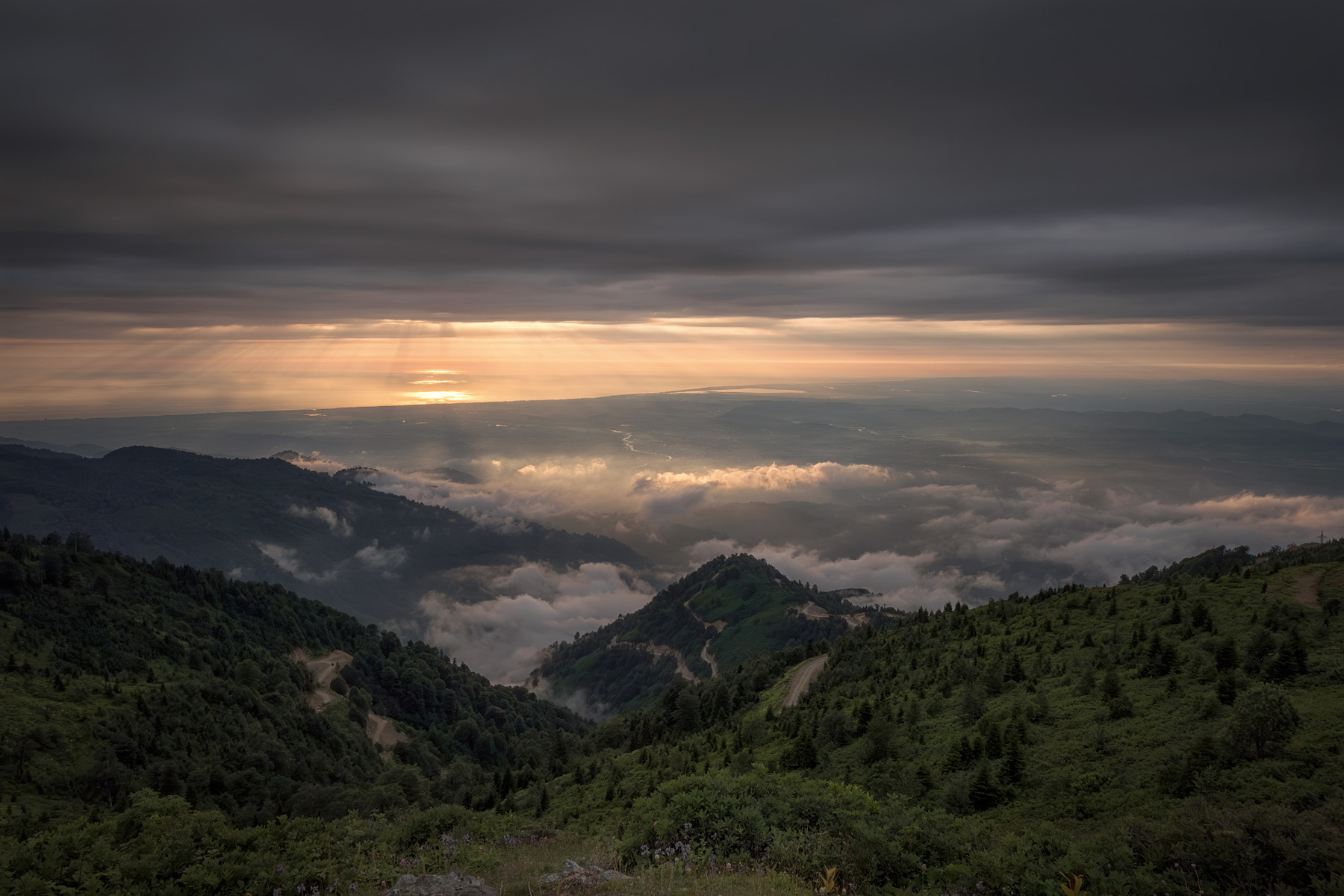 Several Levels Of Clouds gomismta mountain clouds layers sky sun light sunrays sunset rocks high nature landscape scenery travel outdoors georgia guria sakartvelo chizh