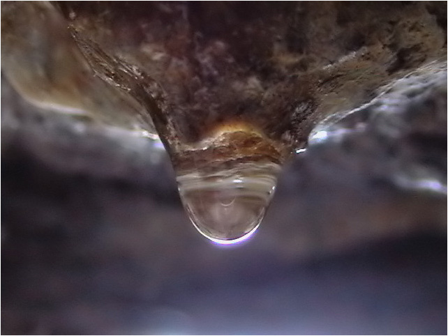 Рождение каменной сосульки капля вода сталактит