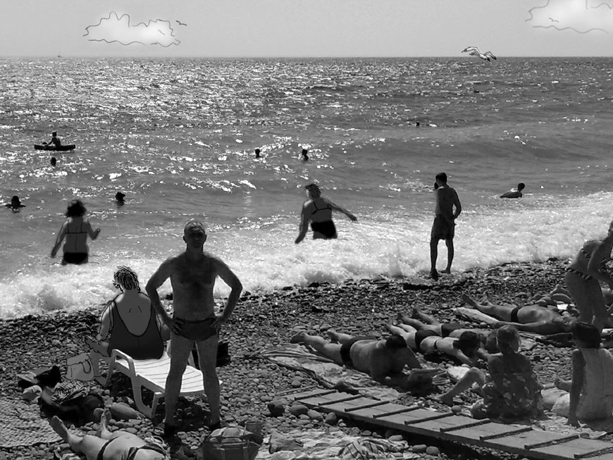 море волнуется два-с море, пляж, пляжники, рисунки, лето, песок, отдыхающие  