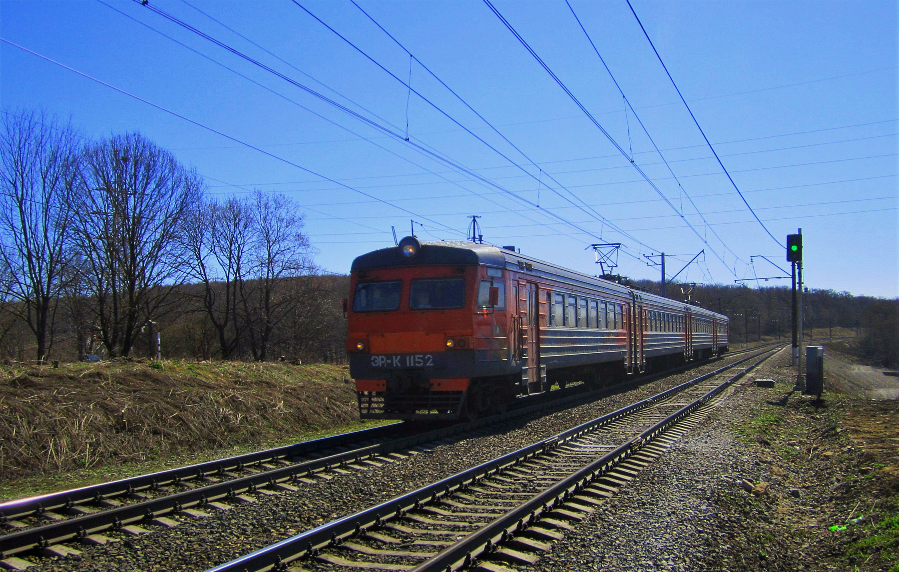 ЭР2К - 1152 ЭР2К электричка весна железная дорога