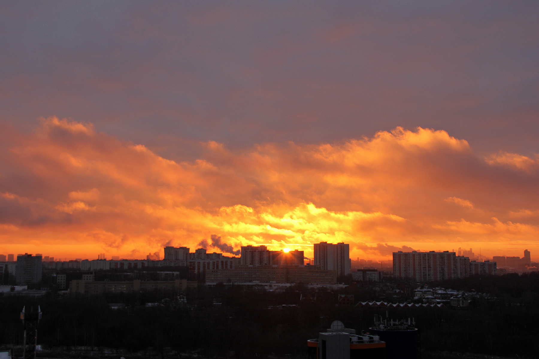 Рассвет над Москвой. Россия Москва Рассвет Панорама Город