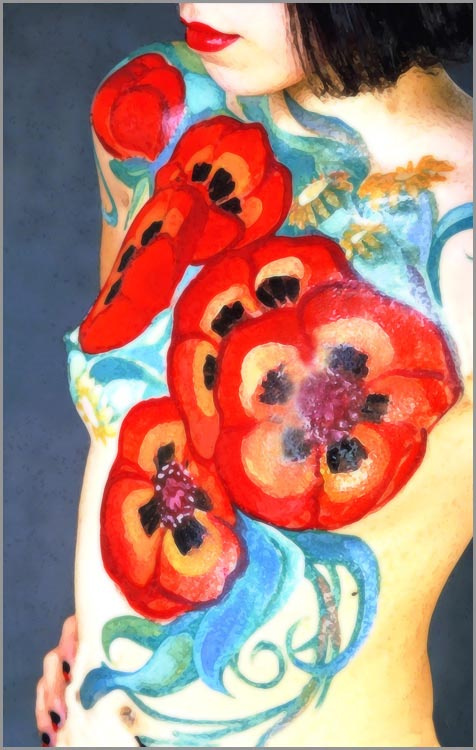 Маки,  1994г. Боди арт