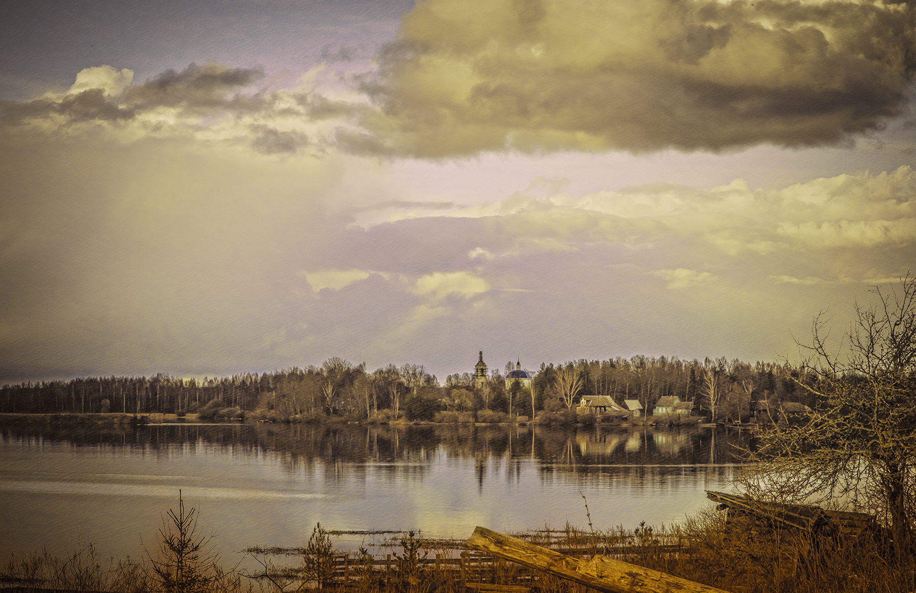 Spring on Peno's lake landscape