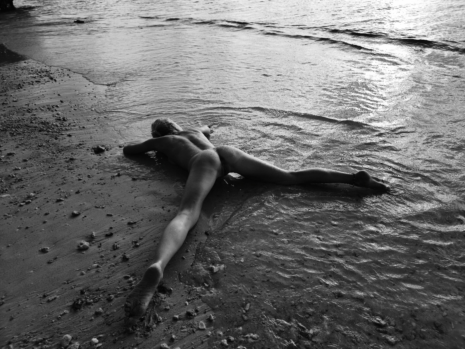 Ocean sunset Nude naked erotic sexy body Sea beach