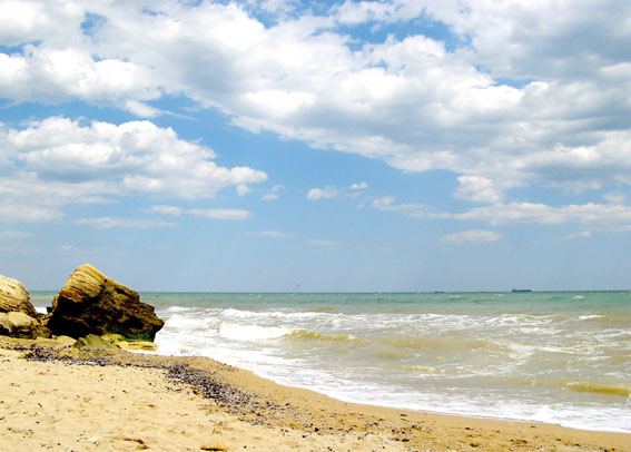 Морское побережье море, небо, пляж, песок