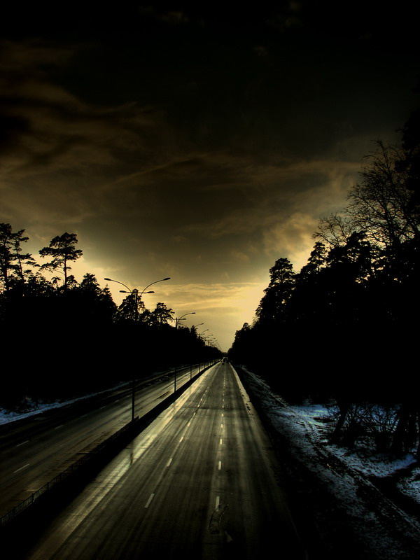 road to.. дорога закат hdr снег неизвестность монотонность