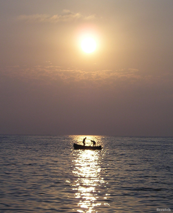 Ныряльщики море закат лодка ныряльщики