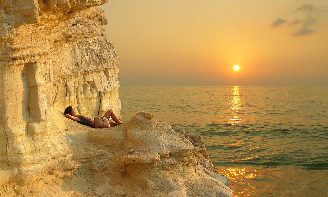 Cyprus.Pafos.Mediterranean Sea Кипр Море Закат Солнце Оранжевый