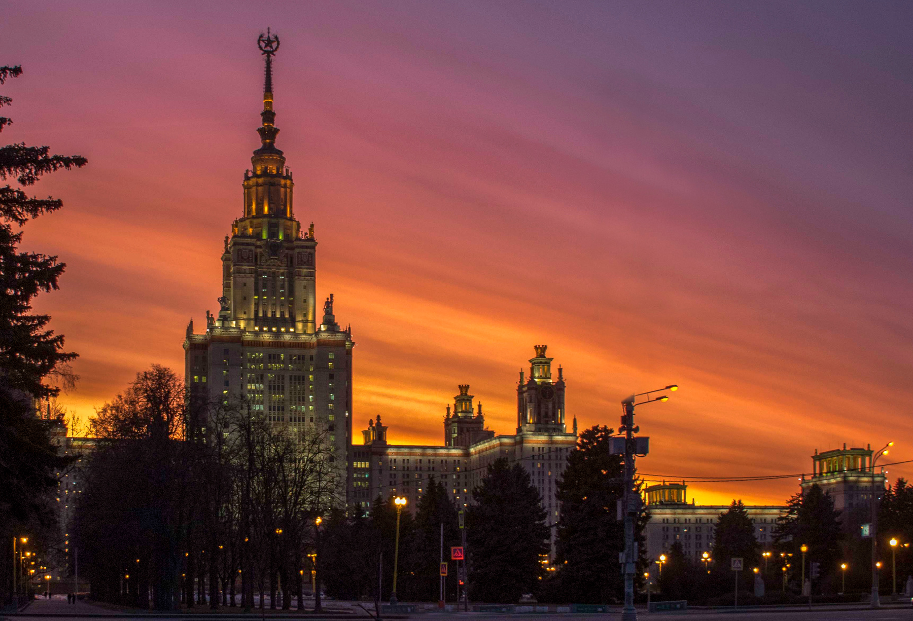 Вечер МГУ вечер осень Москва Воробьевы горы