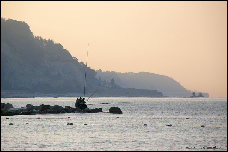 Туапсе Туапсе море пляж рыбалка утро рыбаки
