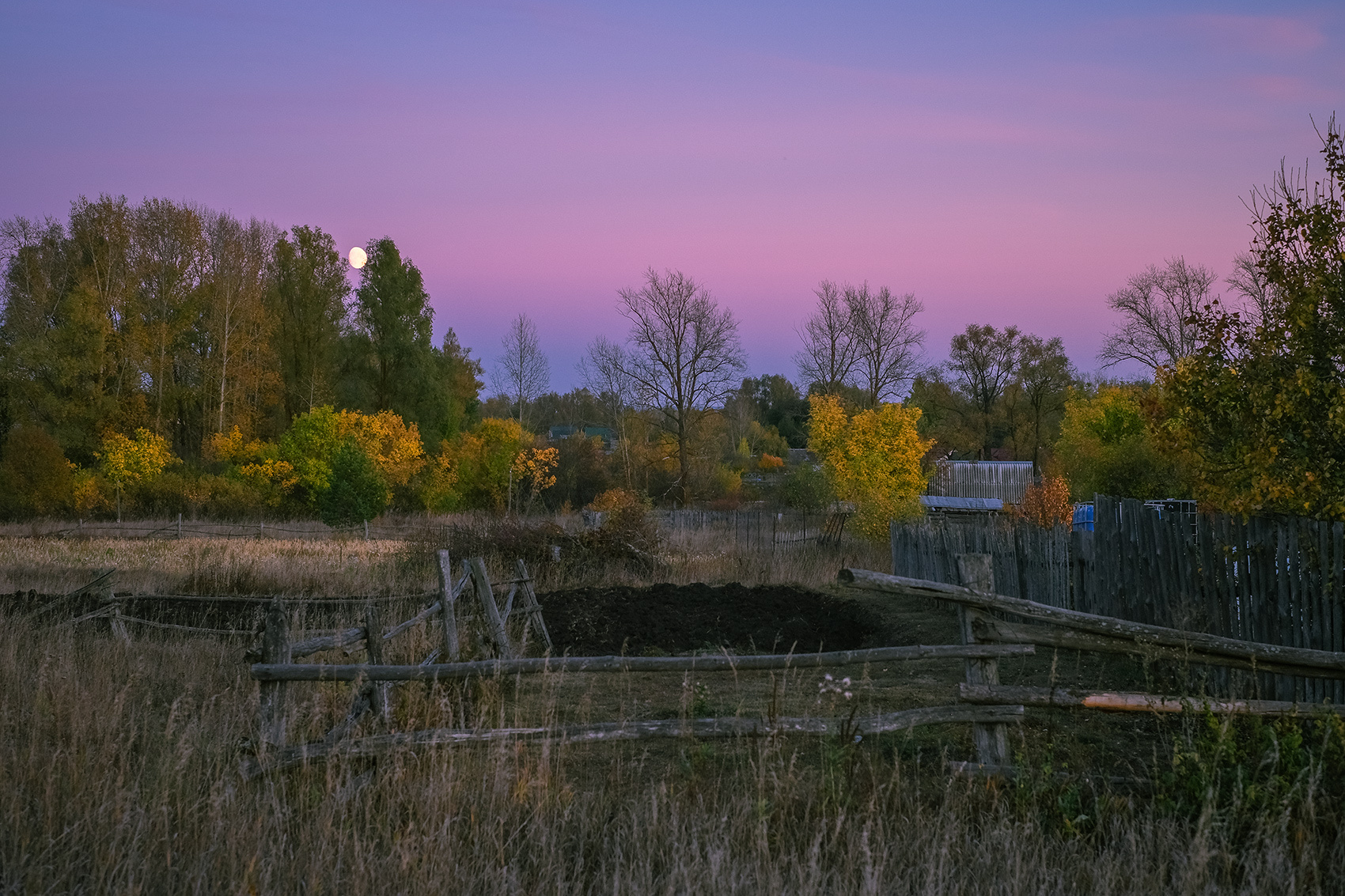 Околица... осень село ночь луна