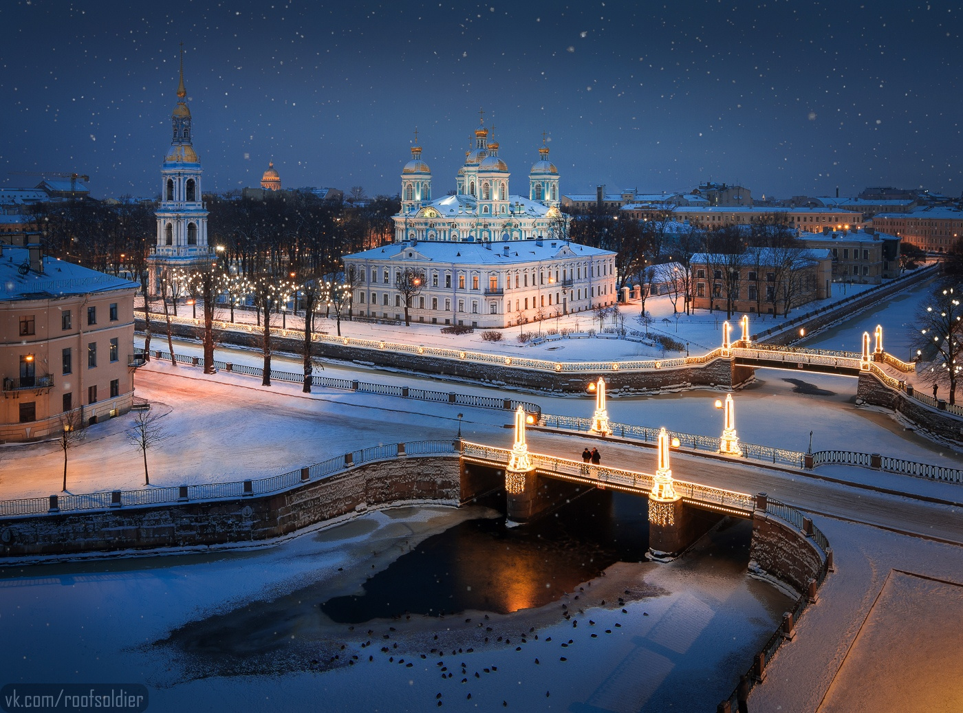 Санкт-Петербург Новогодний Санкт-Петербург Россия город архитектура ночь новый год рождество храм церковь собор мост праздник крыша