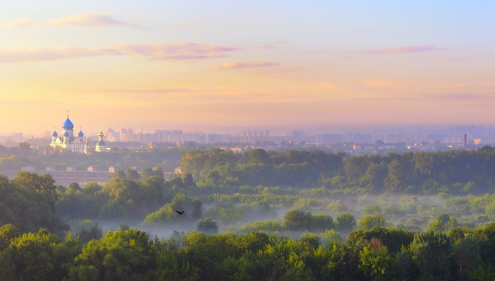  Рассвета первые лучи... Москва, туман, рассвет