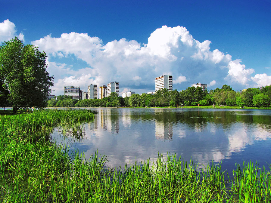 Городской пейзаж Пейзаж, пруд, озеро