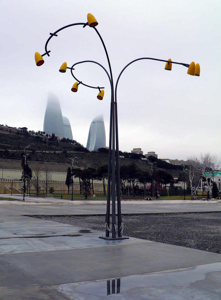 Ландыши над огнем  Baku, Flame Towers, lily of the valley