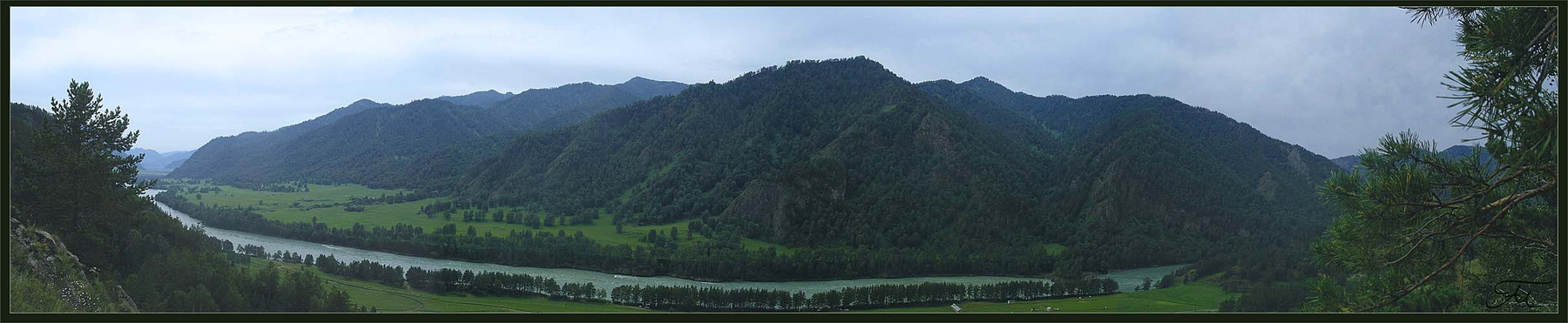 Катунь, панорама Катунь панорама Чемал горы река