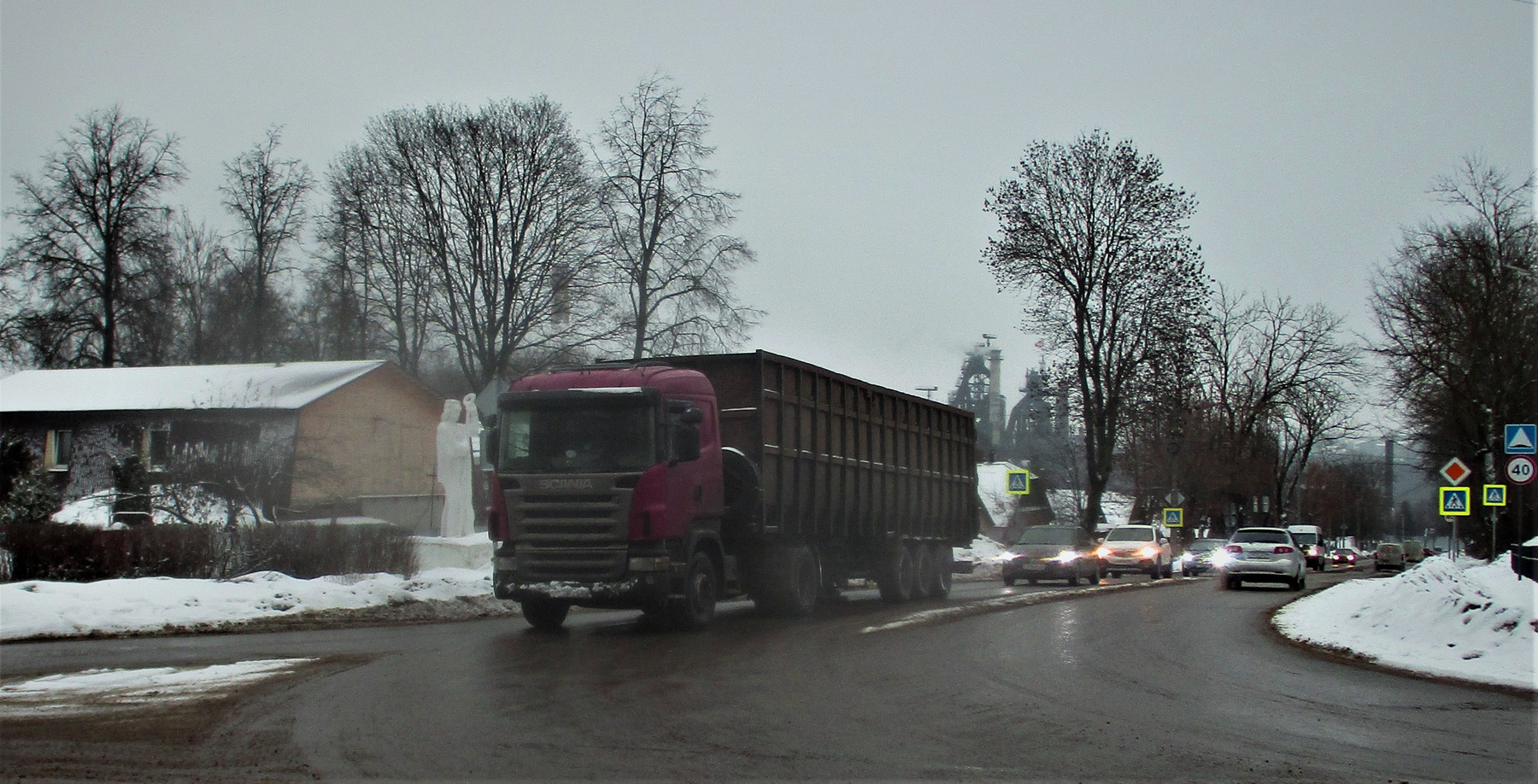 SCANIA SCANIA авто тягач улица город зима