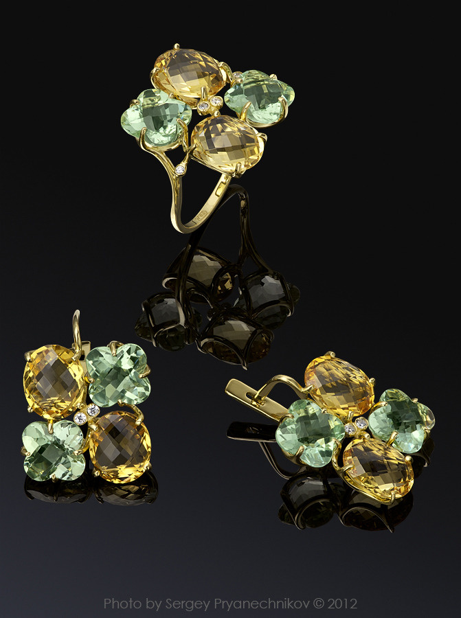 Ювелирный постер. Diamond Jewelry. Фотосъемка ювелирных изделий с бриллиантами и драгоценными камнями. Jewellery Photography Pryanechnikov Прянечников Празиолиты Цитрины
