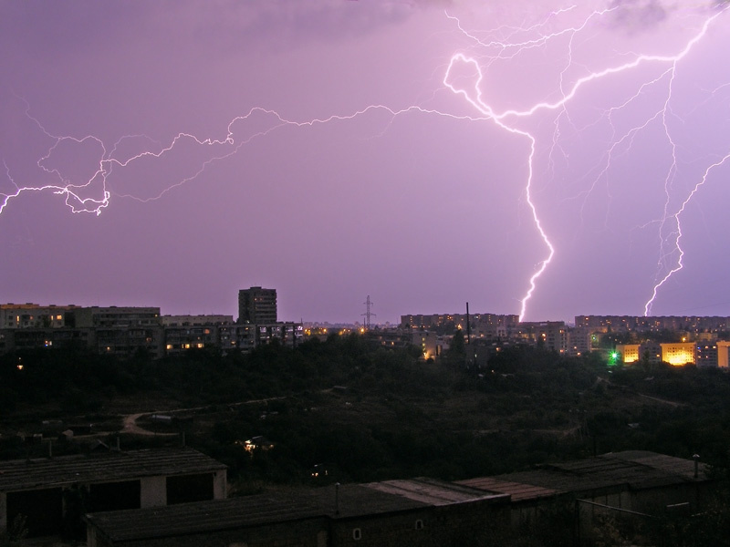 Полуночная гроза Молния, гроза, пейзаж