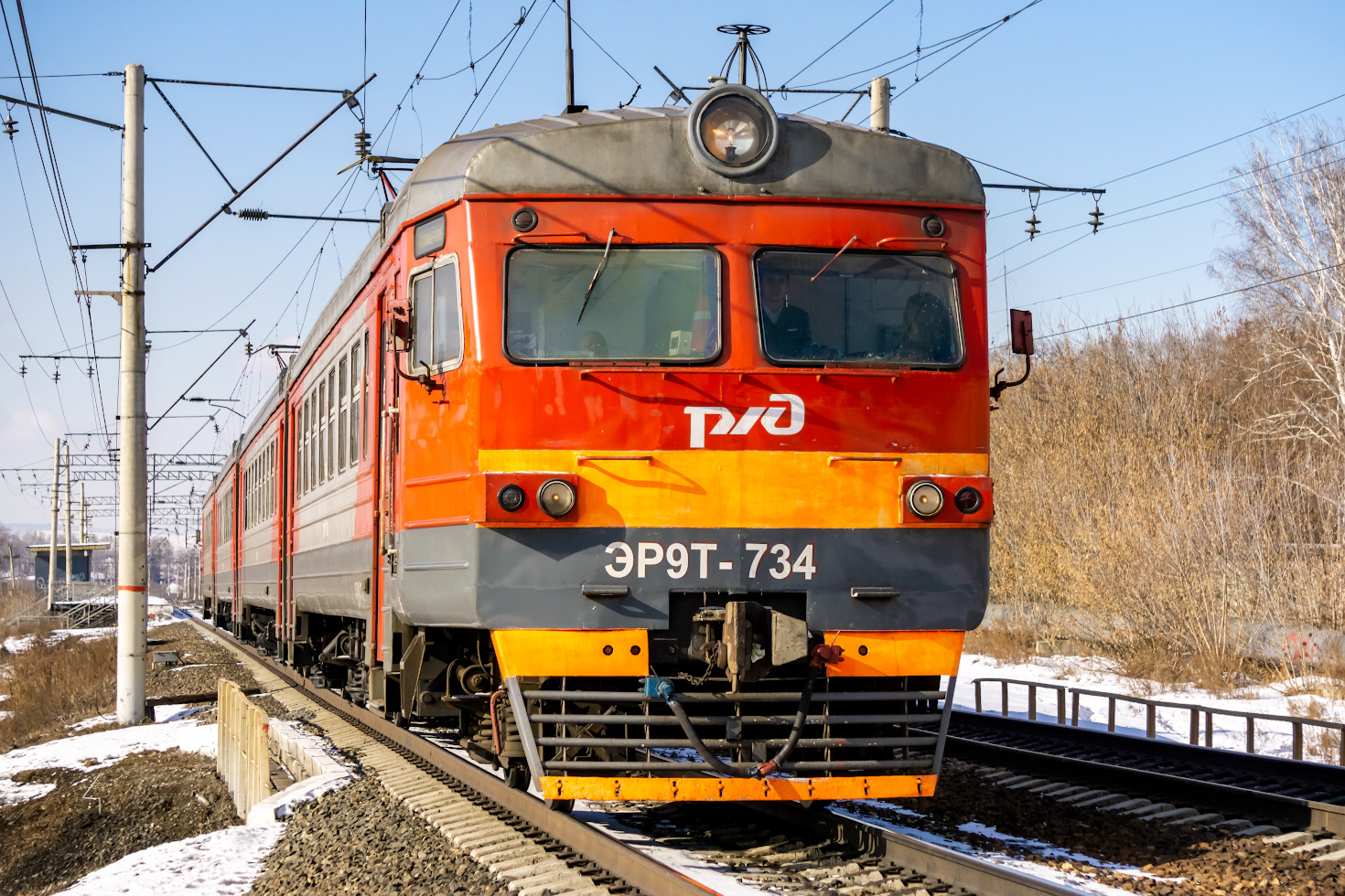ЭР9Т-734 railway железная дорога locomotive локомотив электровоз поезд train Russia Siberia Irkutsk Россия Сибирь Иркутск споттинг spotting