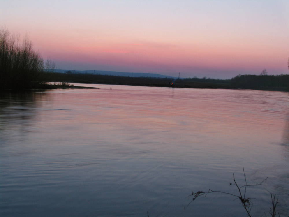 на берегу река вечер вода закат