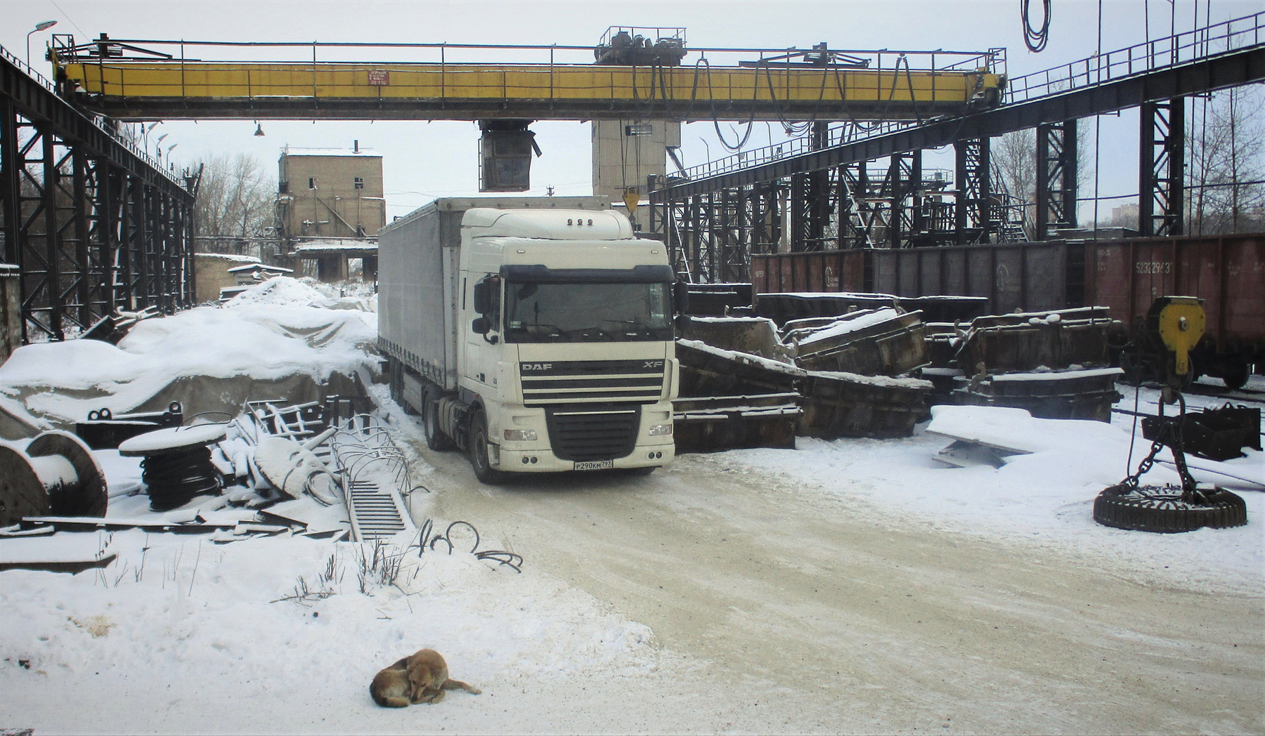 DAF DAF авто тягач завод склад зима