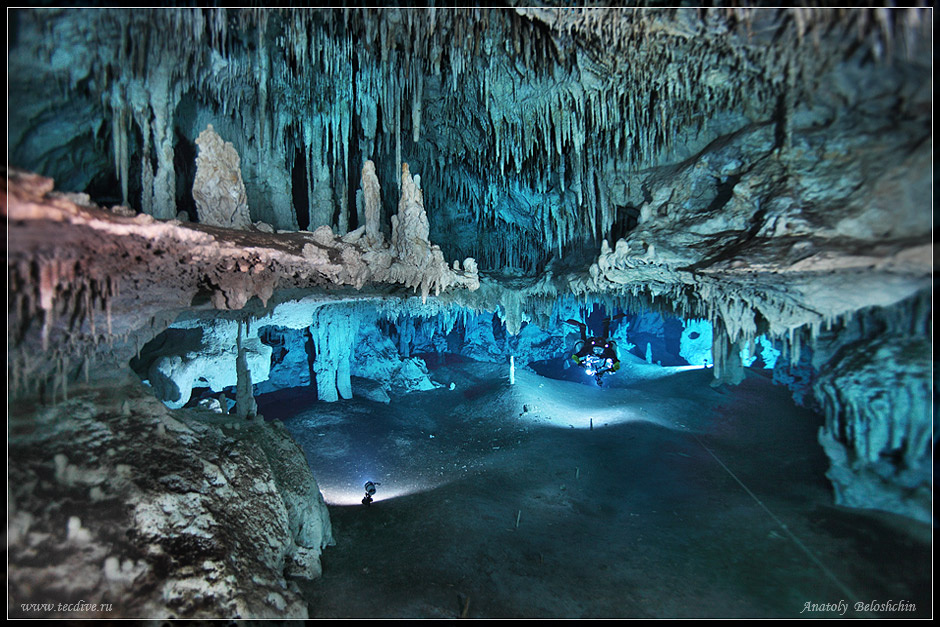 Dos Pisos ( подводное фото ) Underwater cave Dos Pisos Mexico Yucatan Anatoly Beloshchin