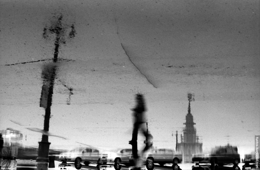 *** отражения тени асфальт чб