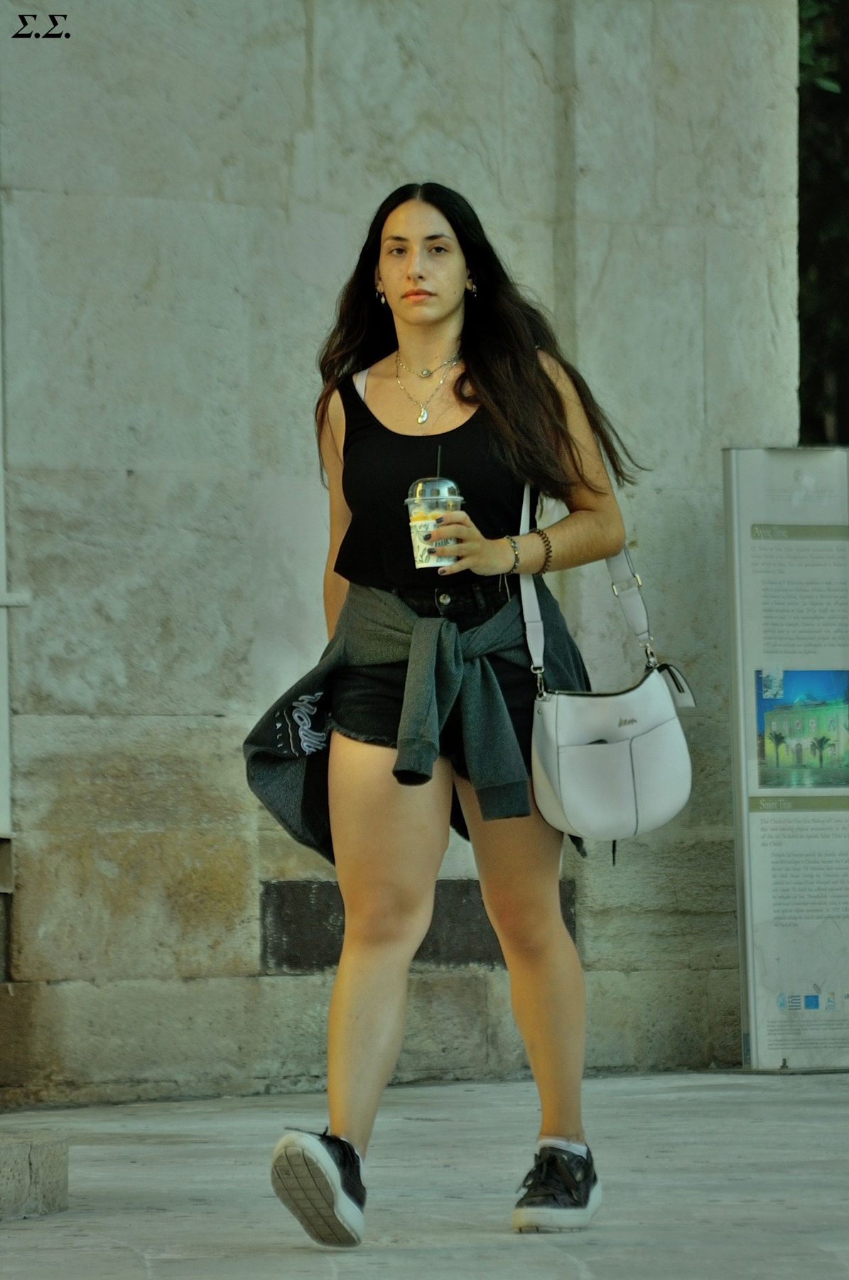 WALKER WITH WHITE HANDBAG 