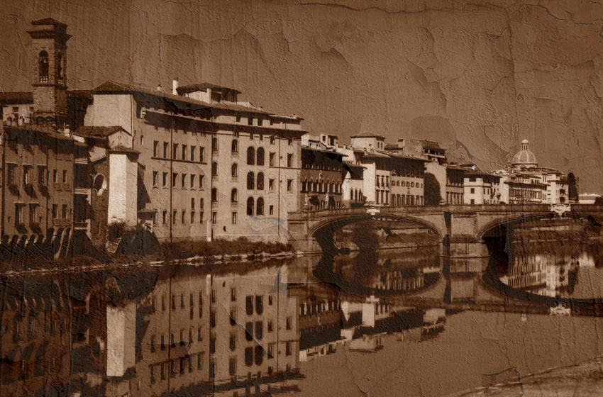 Firenze Флоренция набережная сепия