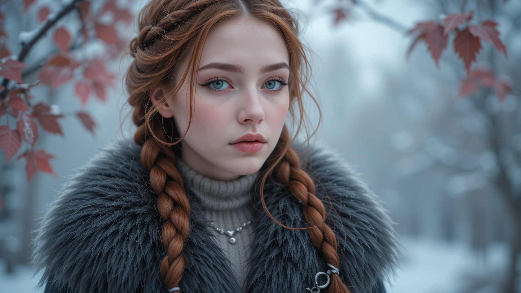 *** Холодно нам порою... Компьютерная графика портрет девушка зимний лес иллюстрация