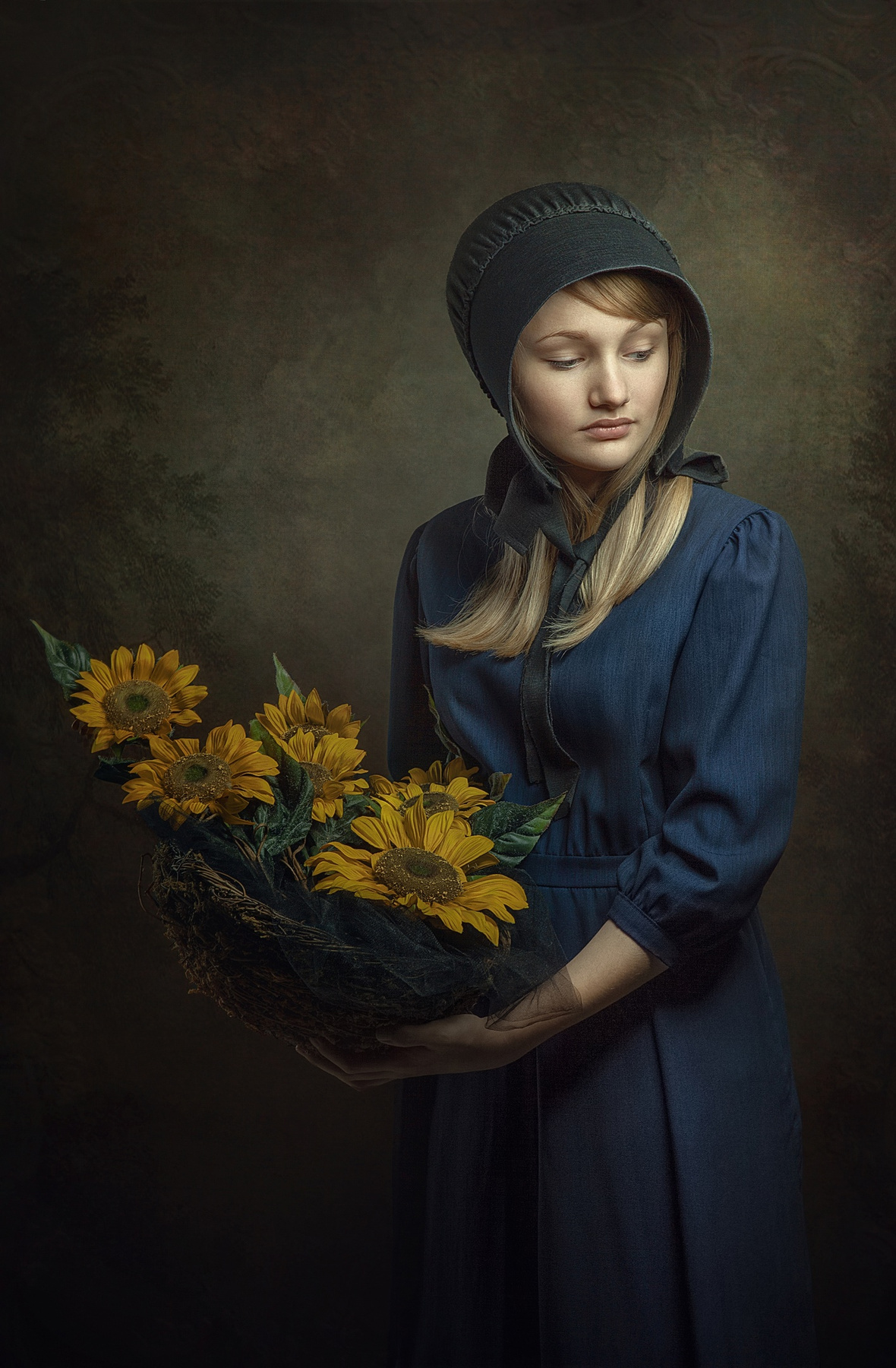 "Портрет с подсолнухами" файнарт fineart