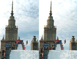Объемная фотография сноубордистов 