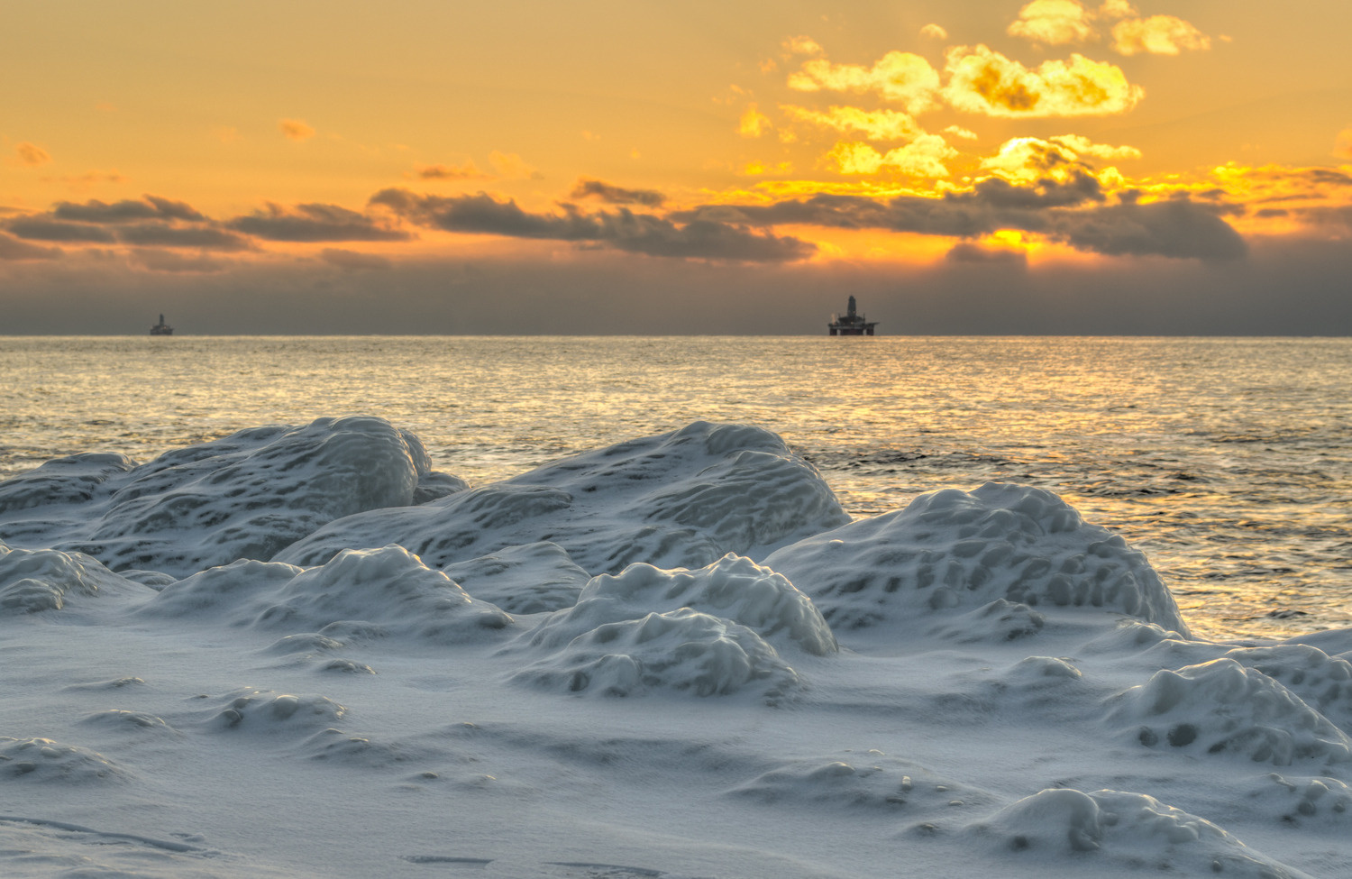 Свет Солнца море, небо, облака, солнце, свет, HDR, закат, зима