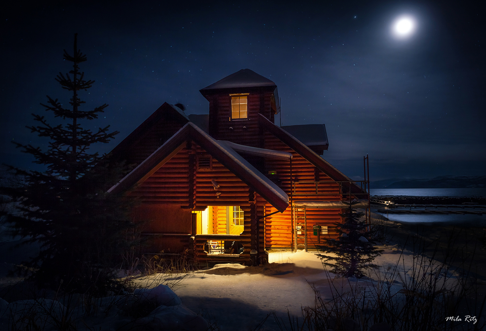 House house building light moon night art architecture sky blue color nature wood retouch beautiful photography